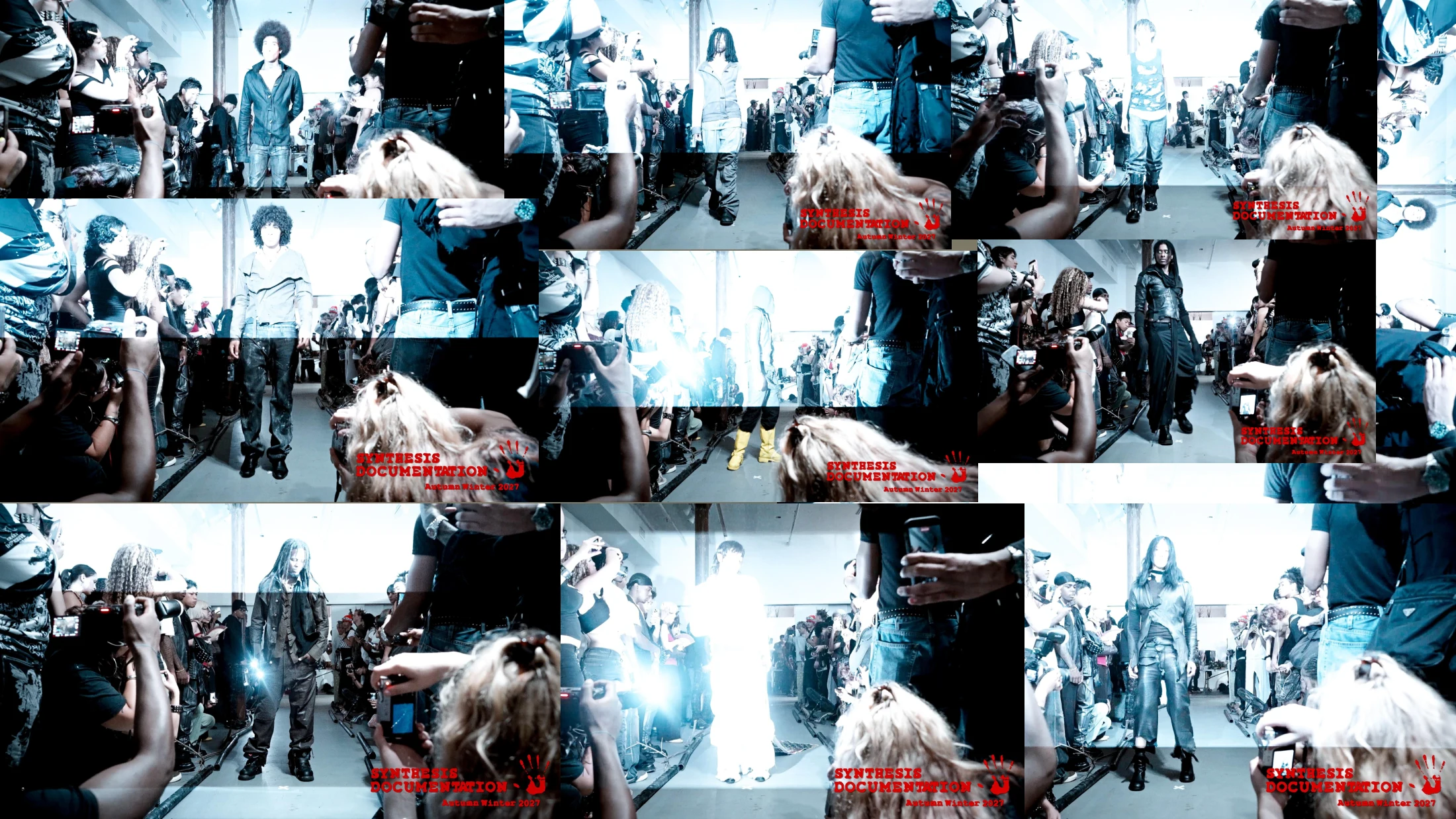 A collage of photographs from the Synthesis runway