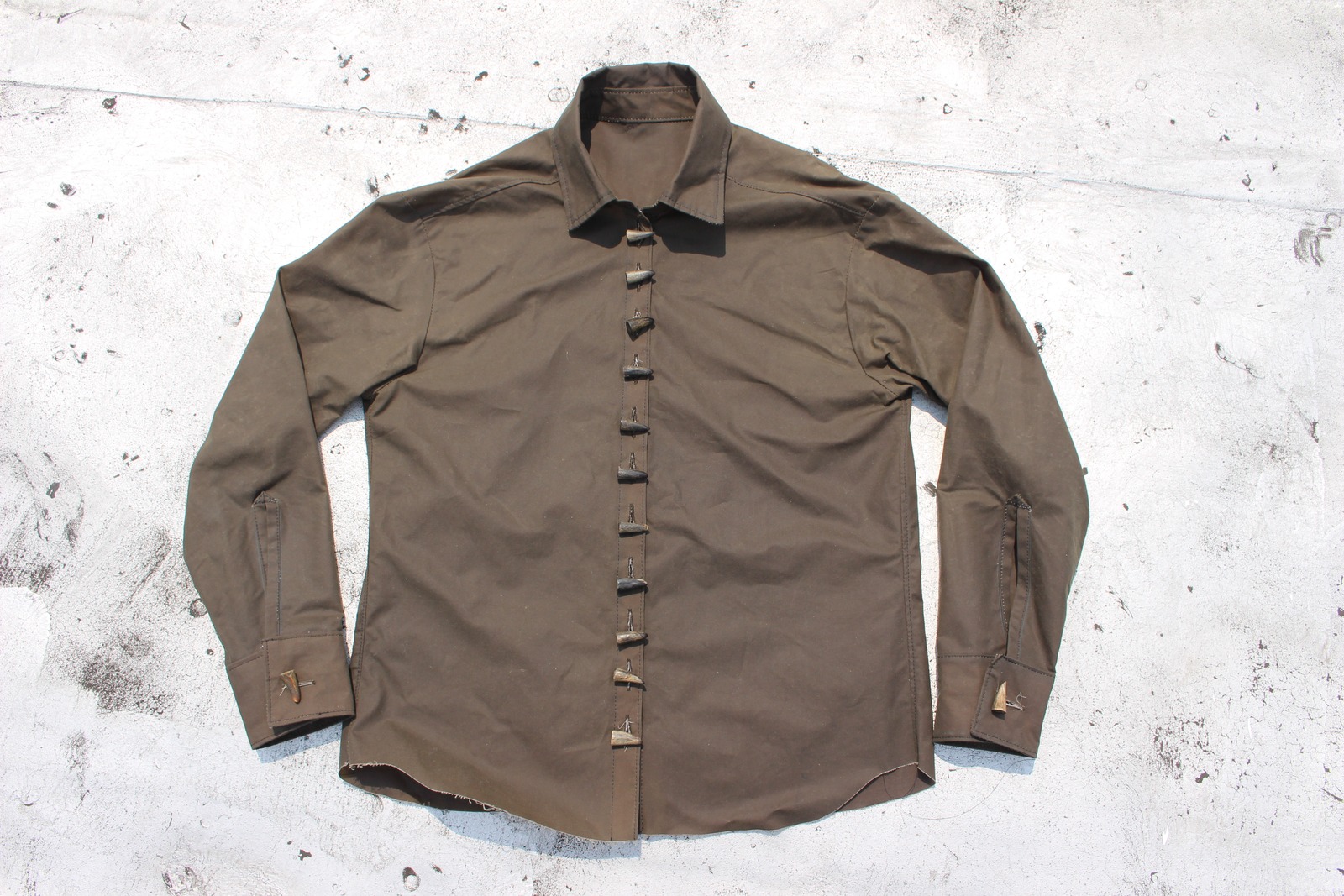 Green Horn Toggle Dress Shirt — original garment photograph