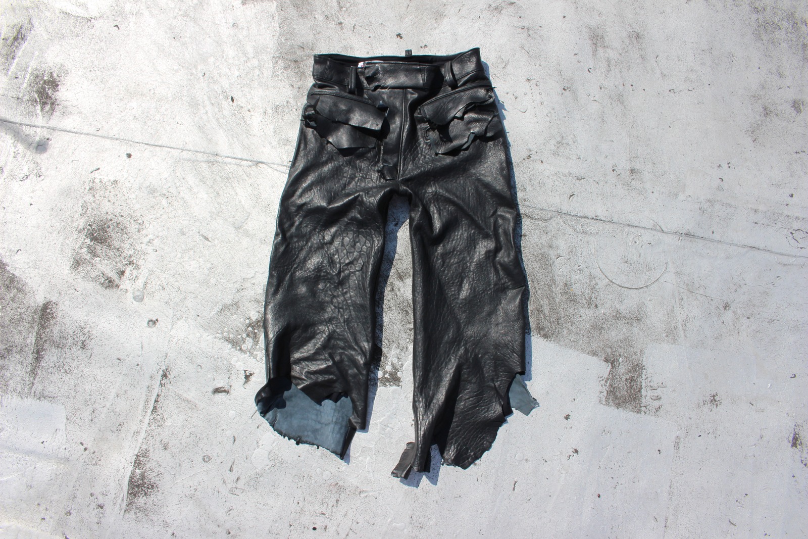 Double Welt Leather Capris — original garment photograph