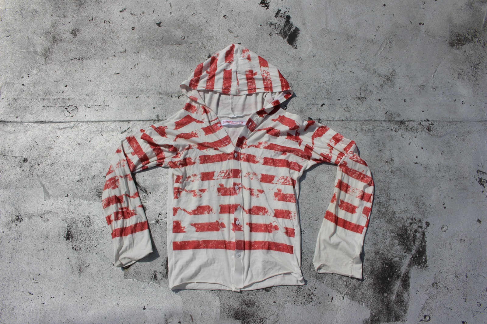“Prison” Striped Hoodie — original garment photograph